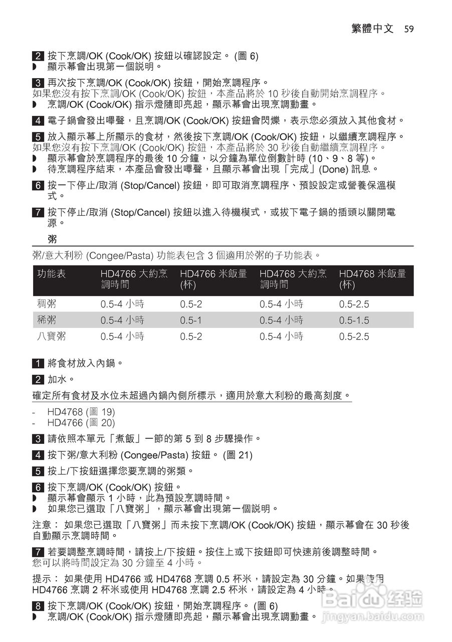 PHILIPS HD4768/ HD4766电饭煲使用说明书:[3]