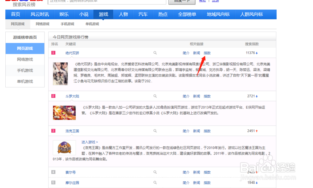 搜索当前最热门的网页游戏