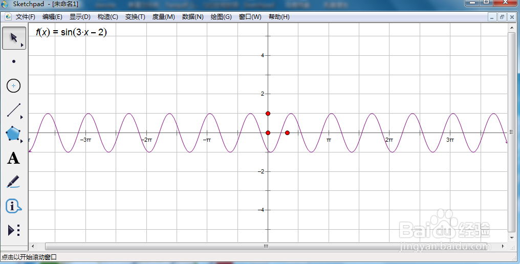 在sketchpad中创建f(x)=sin(3x-2)的函数图像