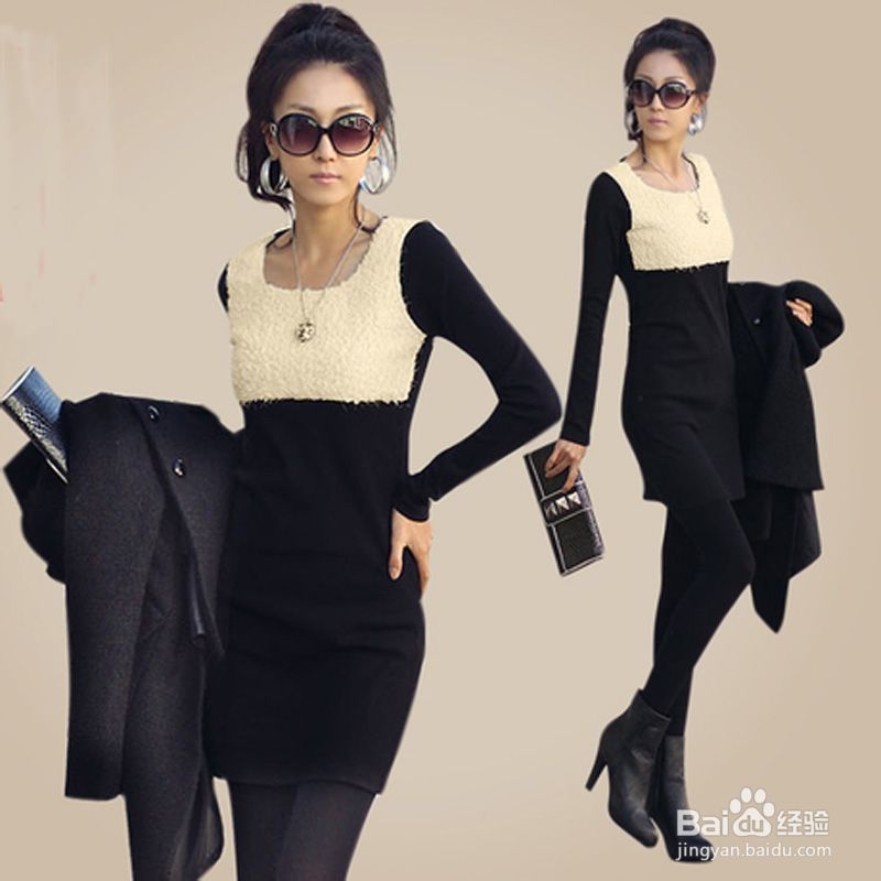 冬季黑色连衣裙搭配