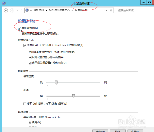 Windows server 2012使用数字键盘移动鼠标