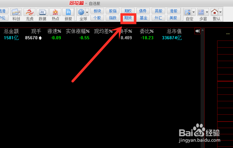 同花顺怎么查看国际期货指数？