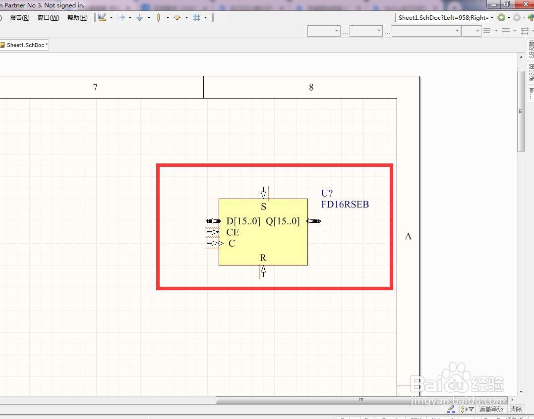 如何在AD中放同步复置使能总线16位D型触发器?