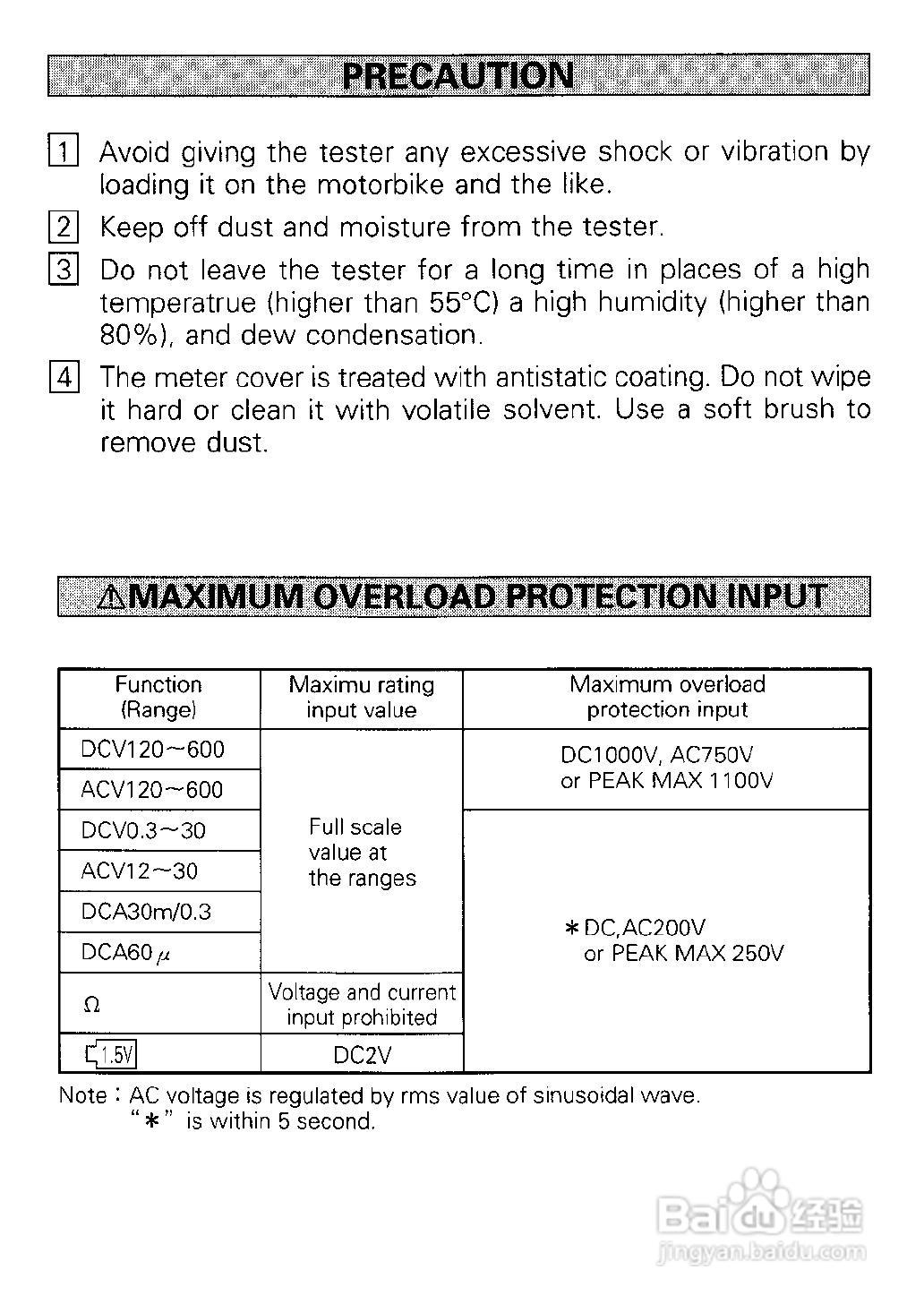 日本三和Sanwa模拟式万用表SP18D说明书:[4]