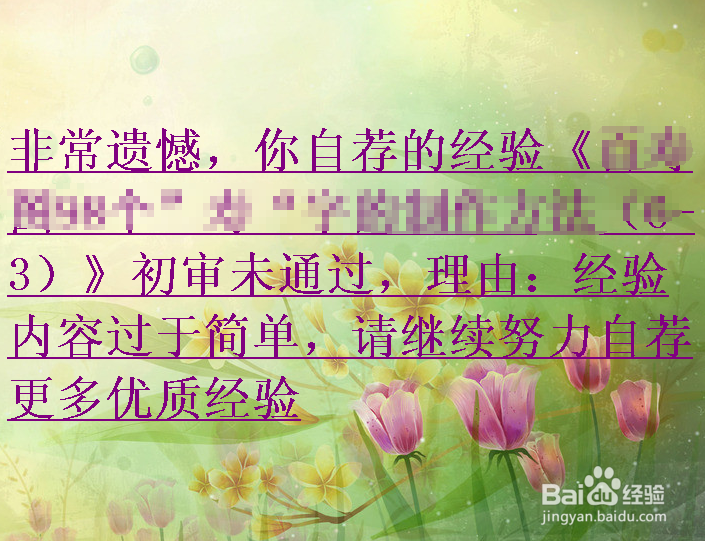 自荐经验未通过审核的原因
