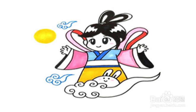 嫦娥奔月简笔画