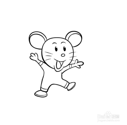如何画蹦跳的卡通老鼠简笔画