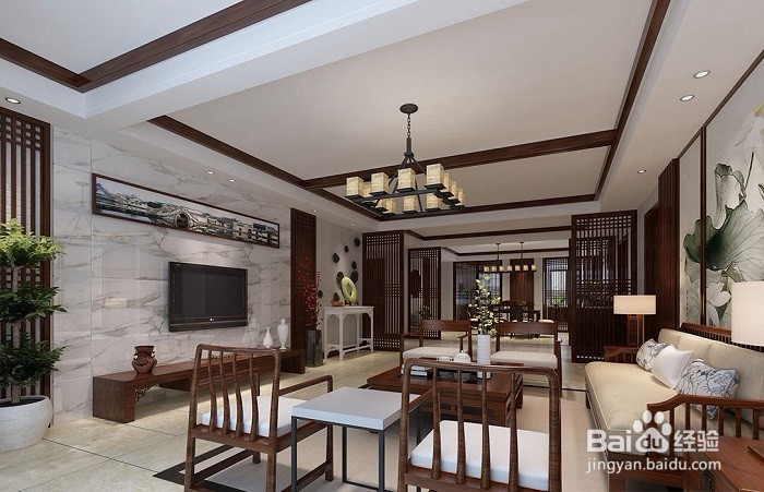 新中式装修效果图图片大全——客厅篇