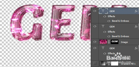 ps制作透明的金色宝石字