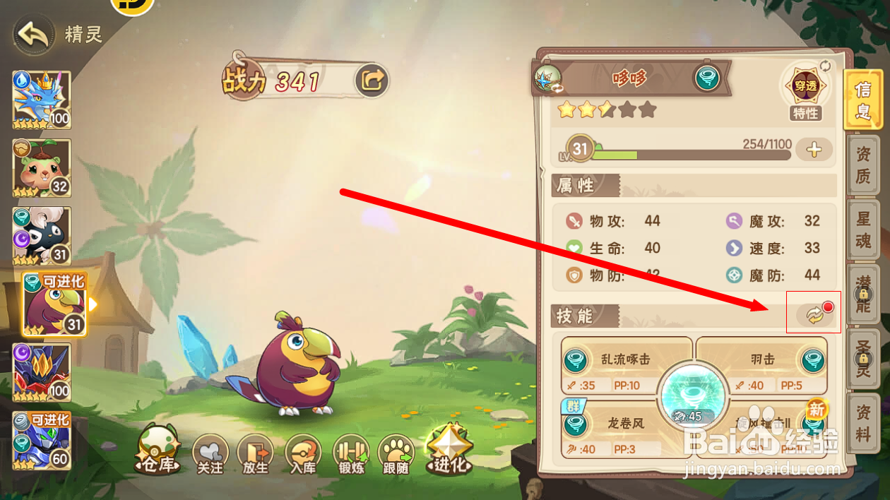 西普大陆怎么给精灵哆哆装备【旋风撞击】技能