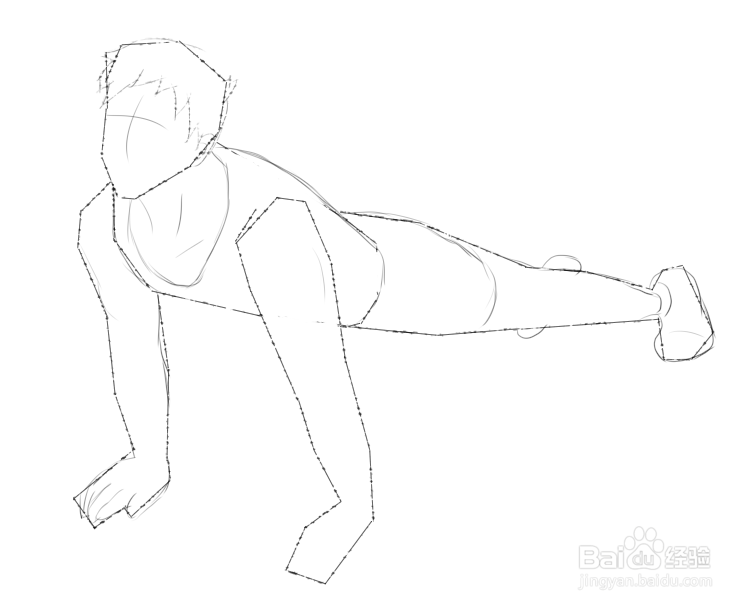 简笔画--做俯卧撑男孩的画法