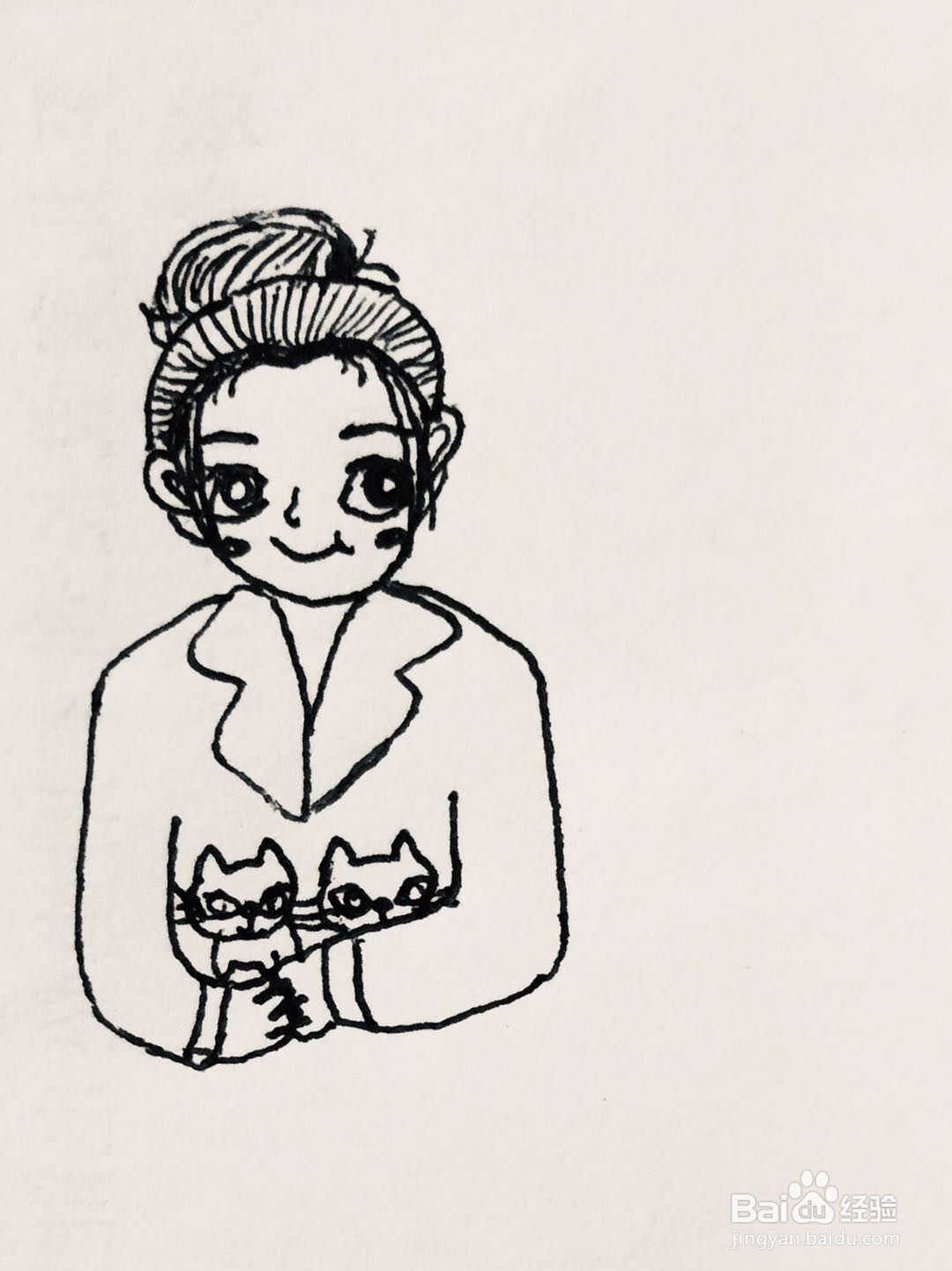 插画教程之抱着猫咪入睡的女孩