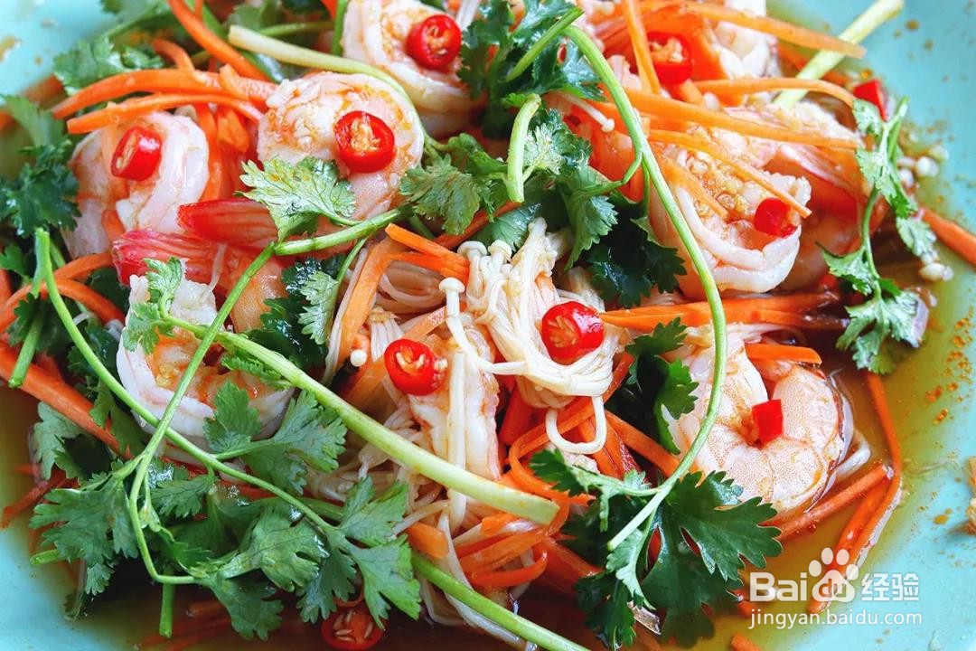 捞汁拌虾仁的做法