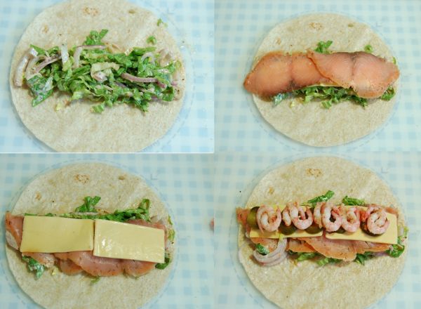 北极虾烟熏三文鱼卷