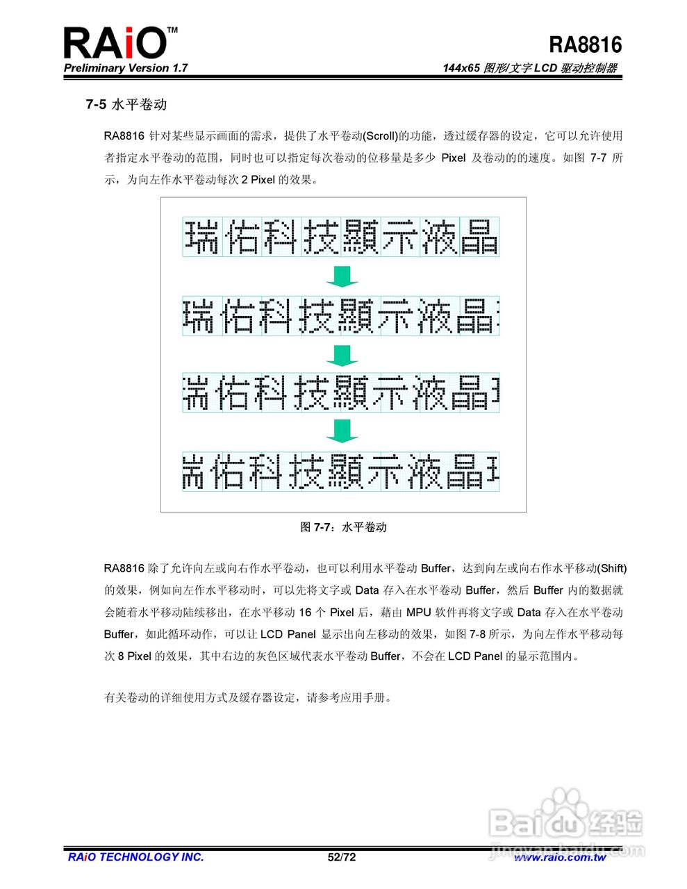 RAiO RA8816 144x65图形/文字LCD驱动控制器说明书:[6]