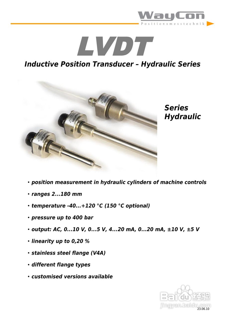 WAYCON 差动变压位移传感器Hydraulic系列说明书