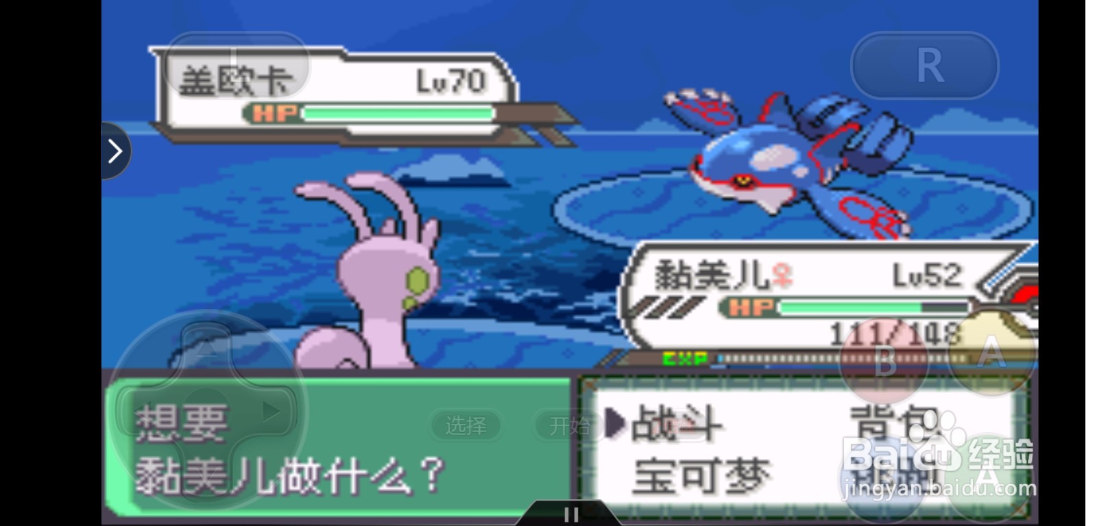 口袋妖怪究极绿宝石4.B盖欧卡的捕捉方法