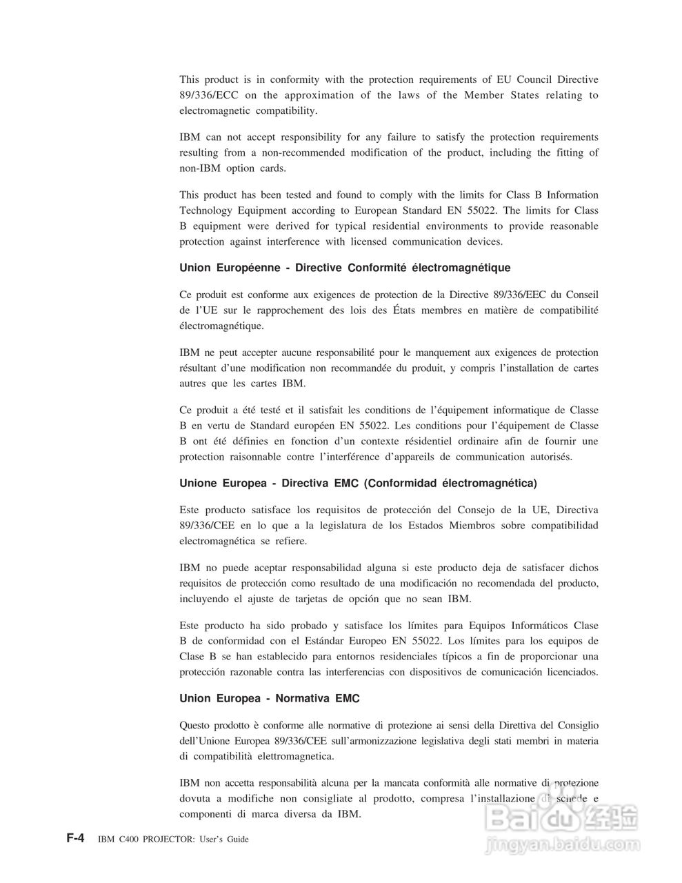 IBM C400投影机说明书:[9]