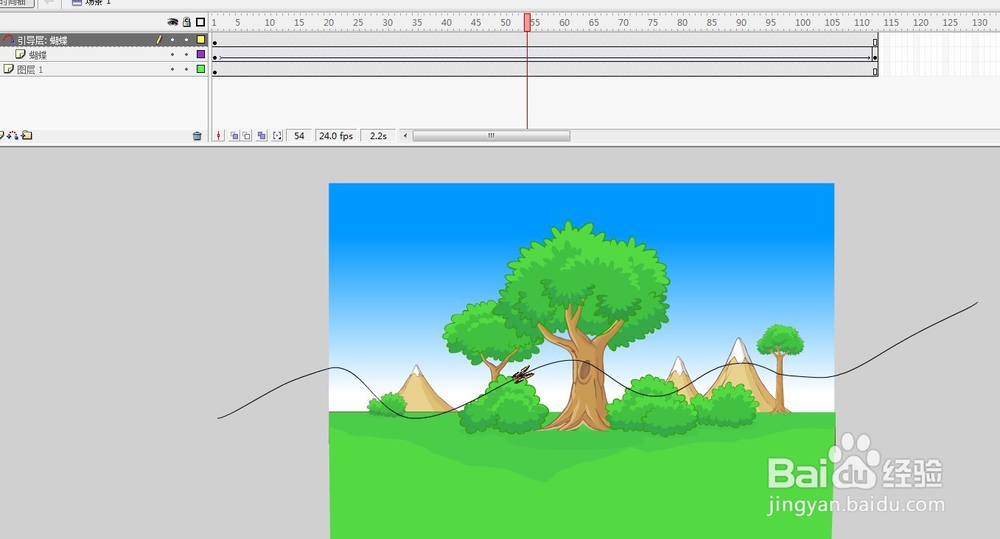 flash用蝴蝶做引导线动画的教程