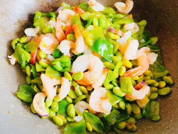 夏日虾尾青椒毛豆下饭菜