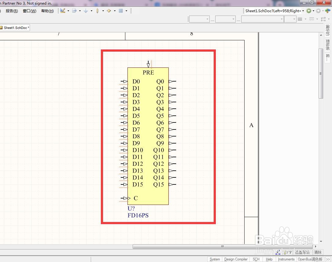如何在AD中放置置位分立16位D型触发器？