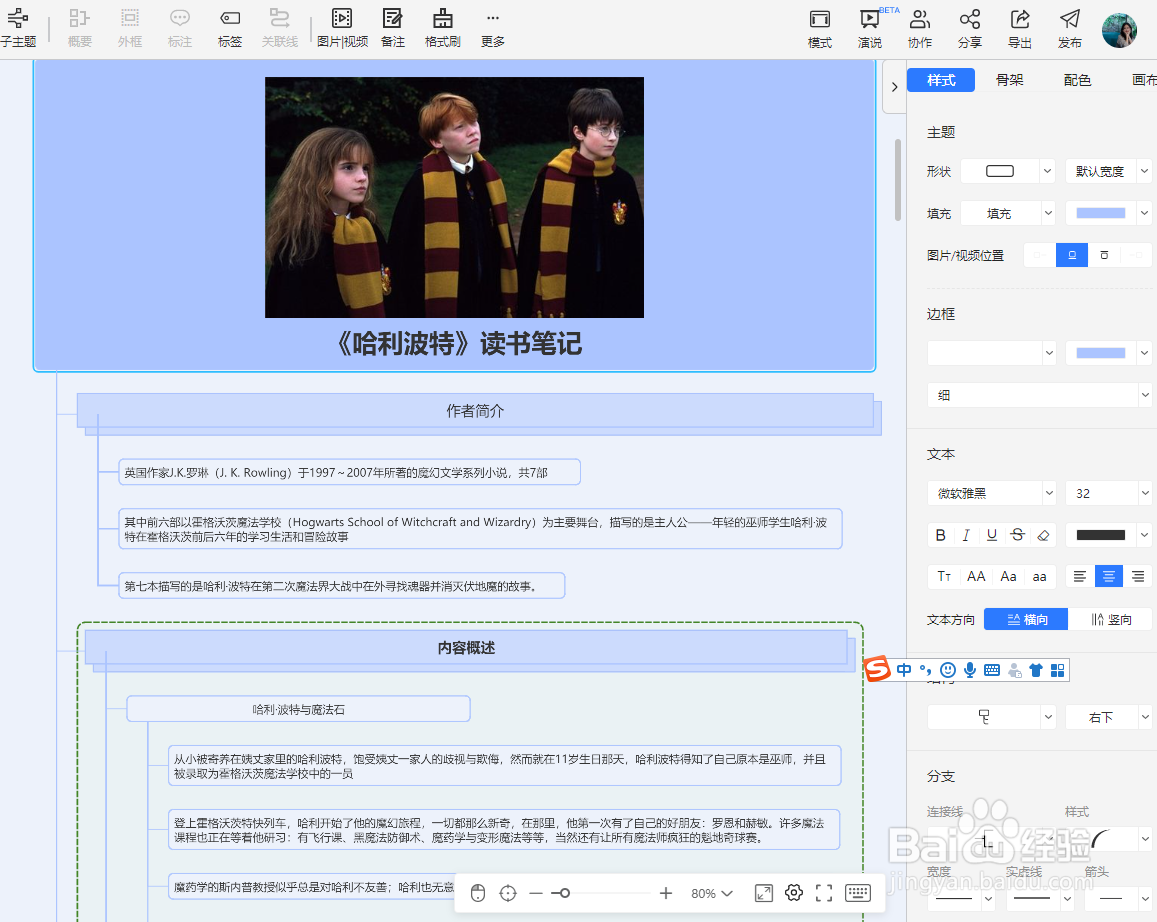 怎样用TreeMind树图做《哈利·波特》读书笔记