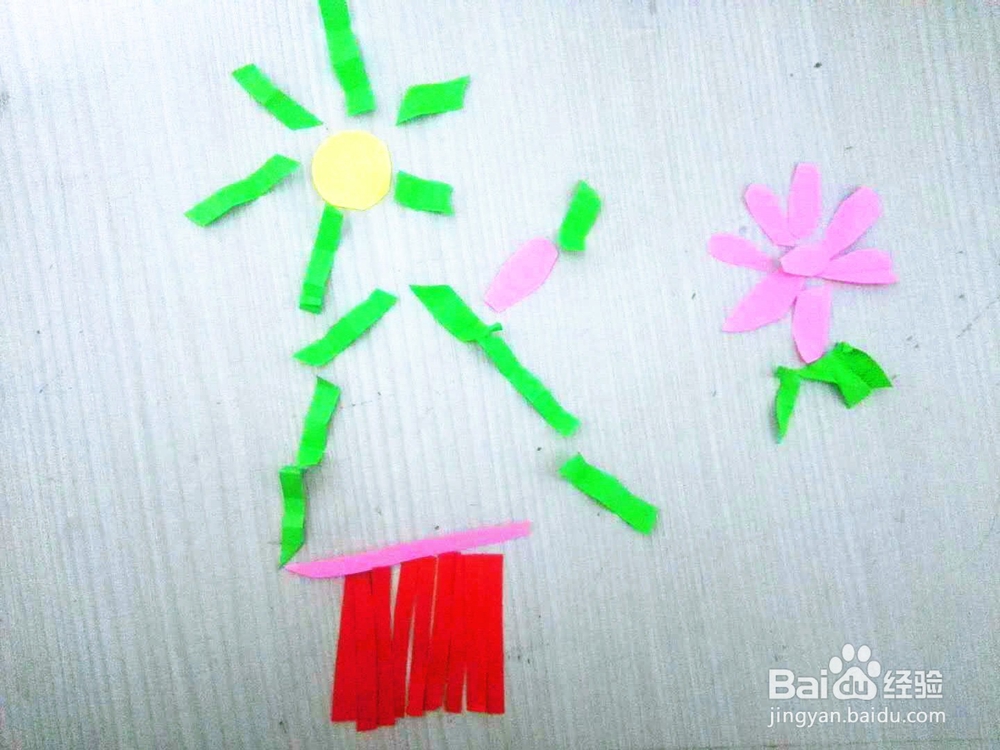 用彩色碎纸拼画儿