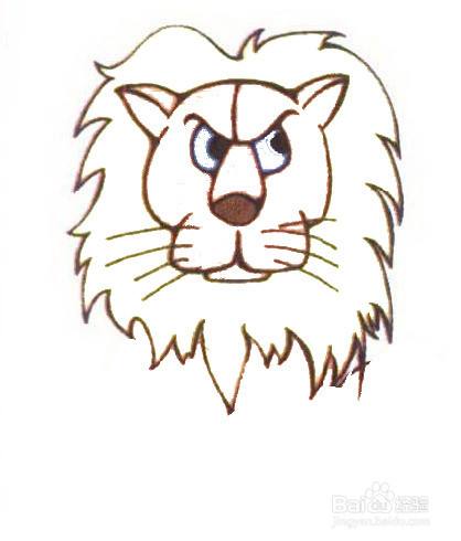 然后画出狮子的眼睛和鼻子.