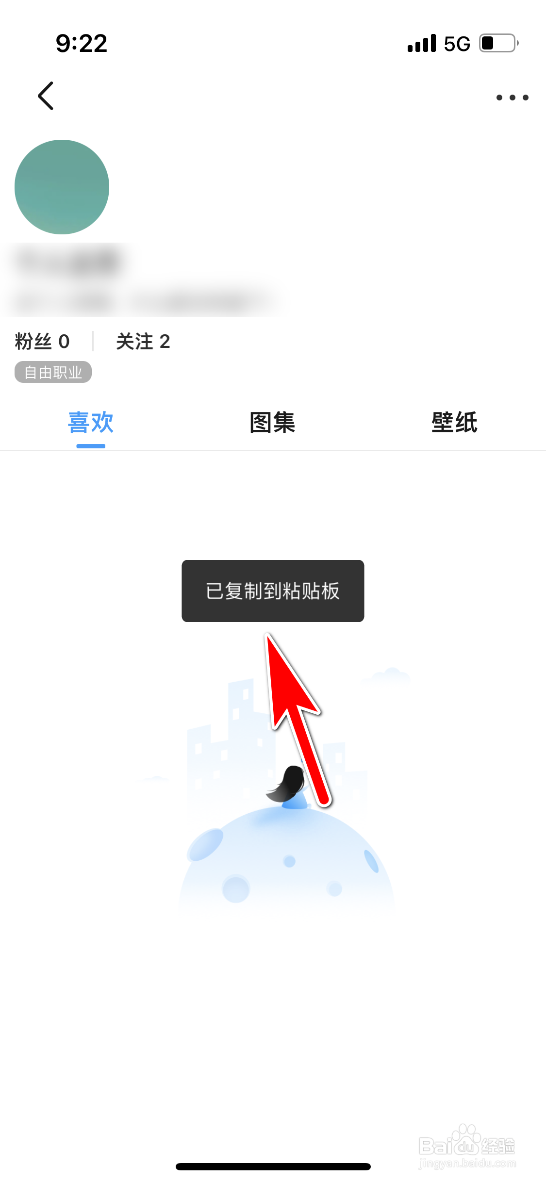 口袋壁纸怎么复制个人主页的分享链接
