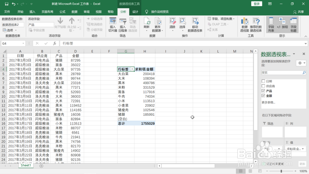 对供应商数据进行数据透视表分析的方法