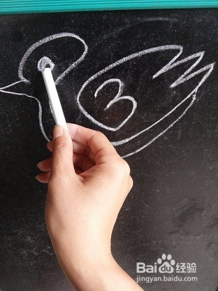 漂亮小鸭子的粉笔画