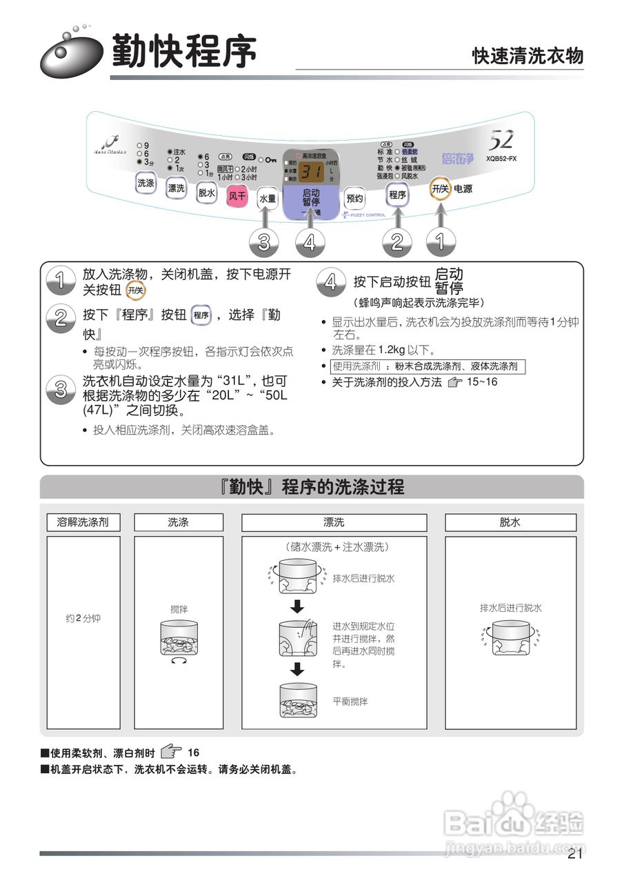 日立全自动洗衣机XQB50-FX使用说明书:[3]