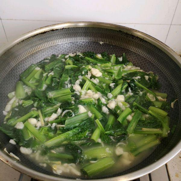 海米小白菜疙瘩汤