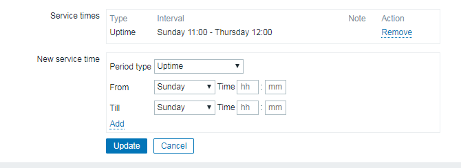 如何在zabbix的服务中删除时间？