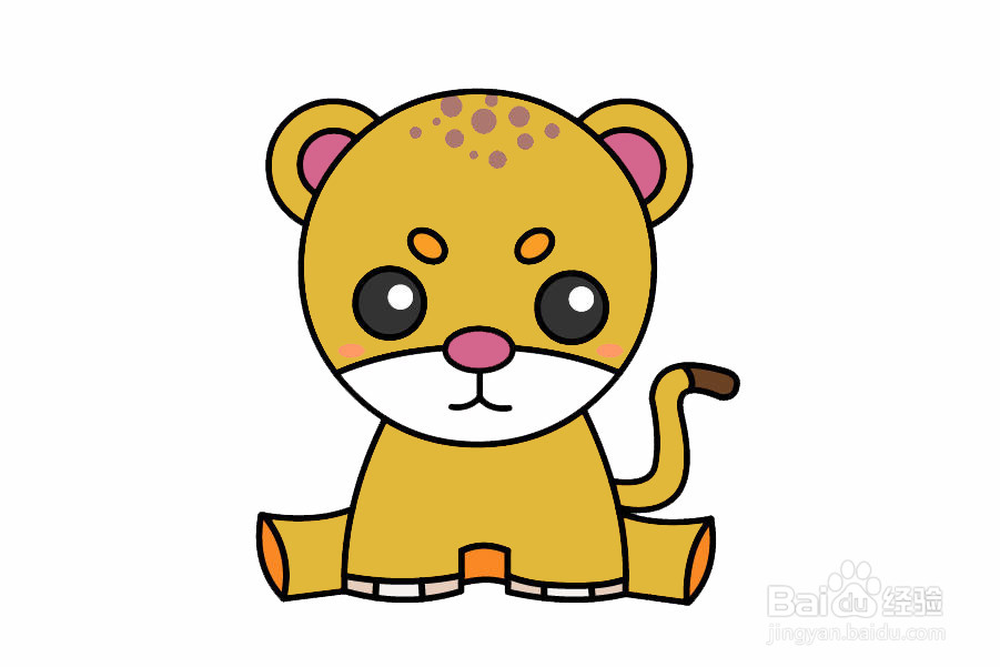 可爱的彩色豹子宝宝的简笔画