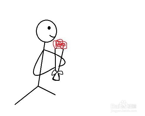 火柴人手捧鲜花简笔画