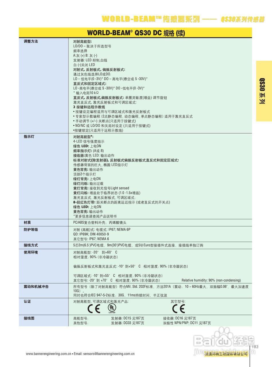 Banner QS18VP6F型小型自含式光电传感器说明书:[3]