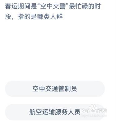 春运期间是空中交警最忙碌的时段指的是哪类人群