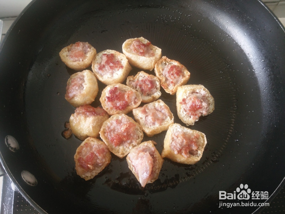 肉末镶油豆腐的做法