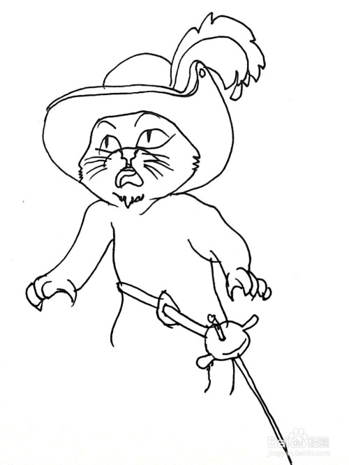 怪物史莱克系列之靴子猫简笔画