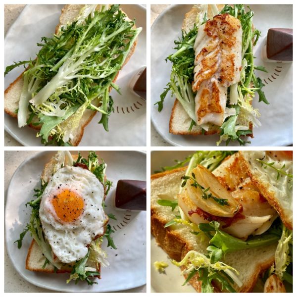 鳕鱼开放三明治