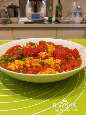 食补养生西红柿豌豆炒鸡蛋的做法