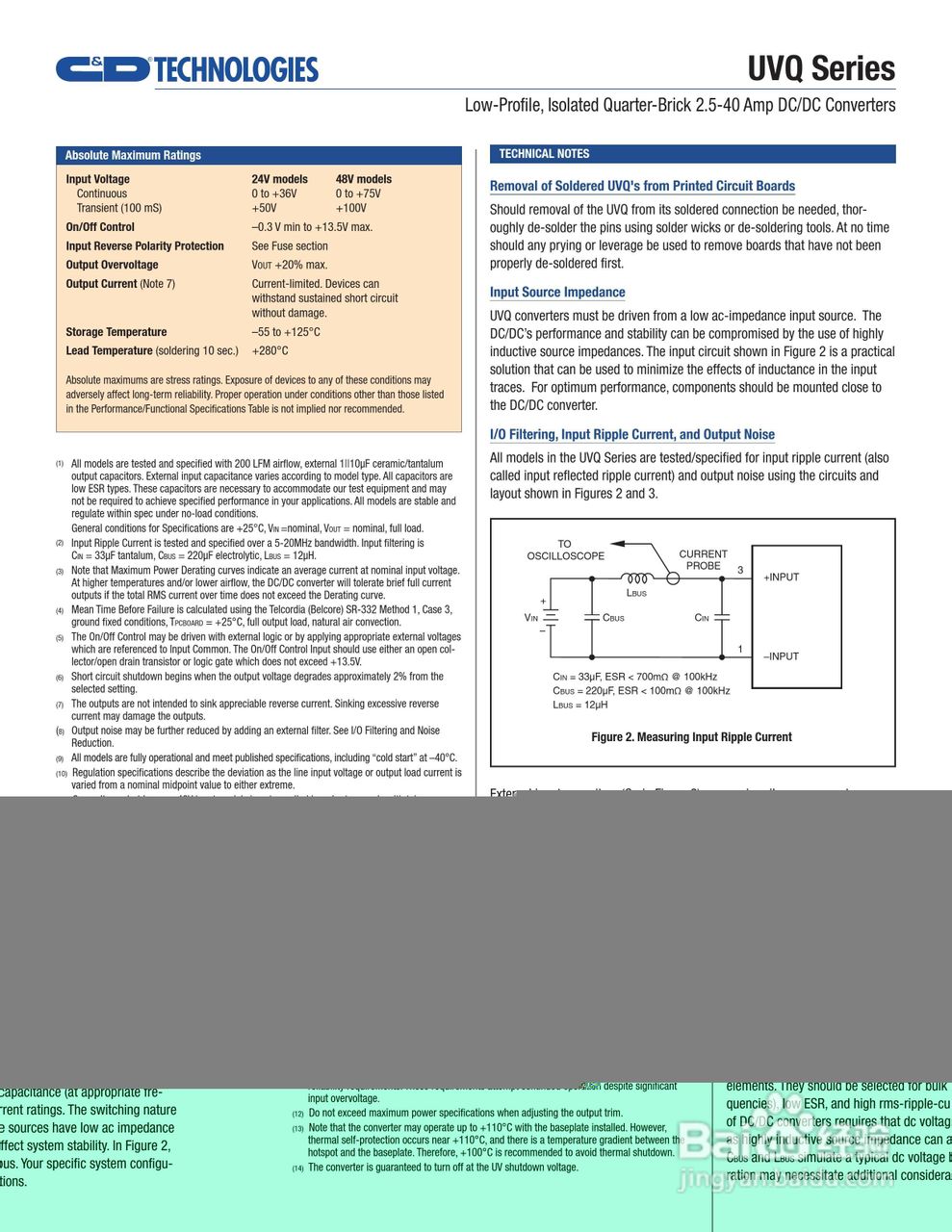C&D西恩迪UVQ-12_8-D24P模块电源说明书:[1]