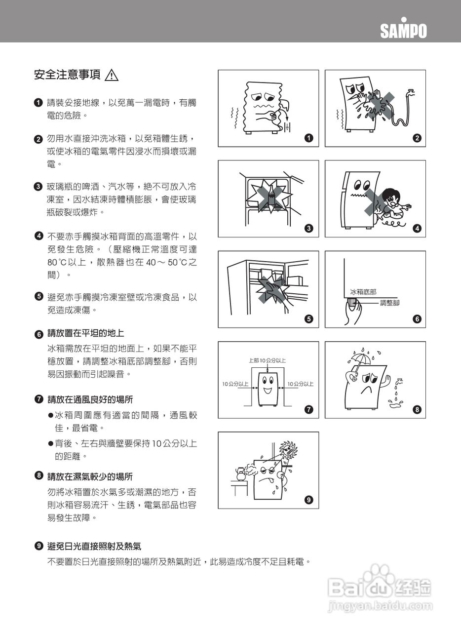 SAMPO SR-F541DV冰箱使用说明书