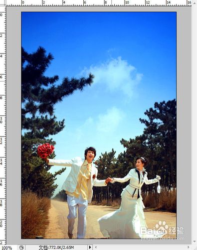 PhotoShop调出清新艳丽的时尚婚纱外景片
