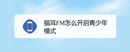 猫耳FM怎么开启青少年模式