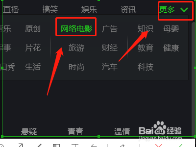 在爱奇艺里面如何找到网络电影专栏？