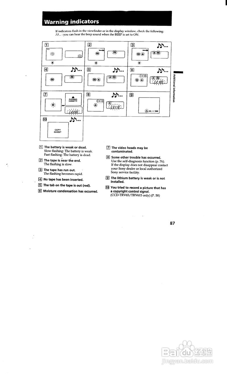 索尼CCD-TRV65模拟摄像机说明书:[9]