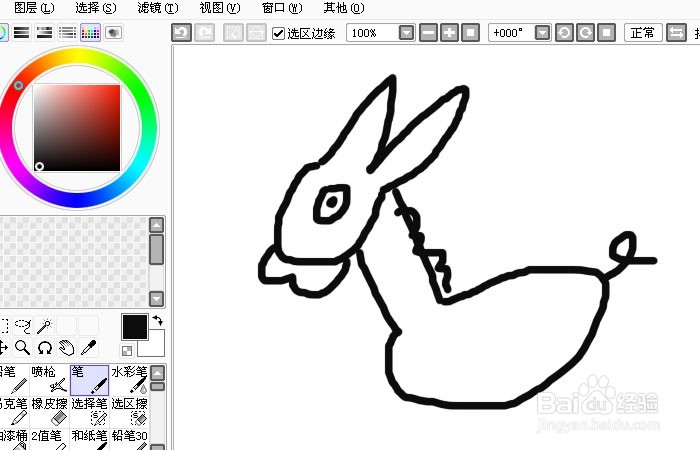 Sai软件手绘简笔画聪明的小毛驴