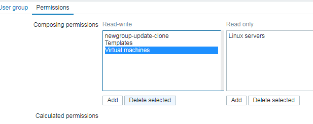 如何在zabbix中删除用户组权限？